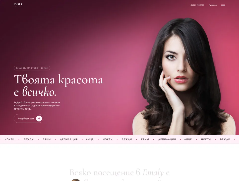 Началната страница на сайта на Emaly Studio